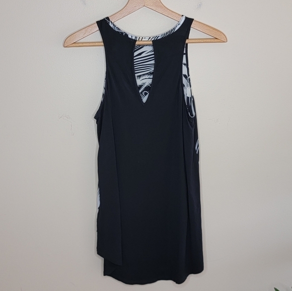 Townsen | Black & White Tropical Print High-Low Tank Top Size XS - Picture 2 of 4